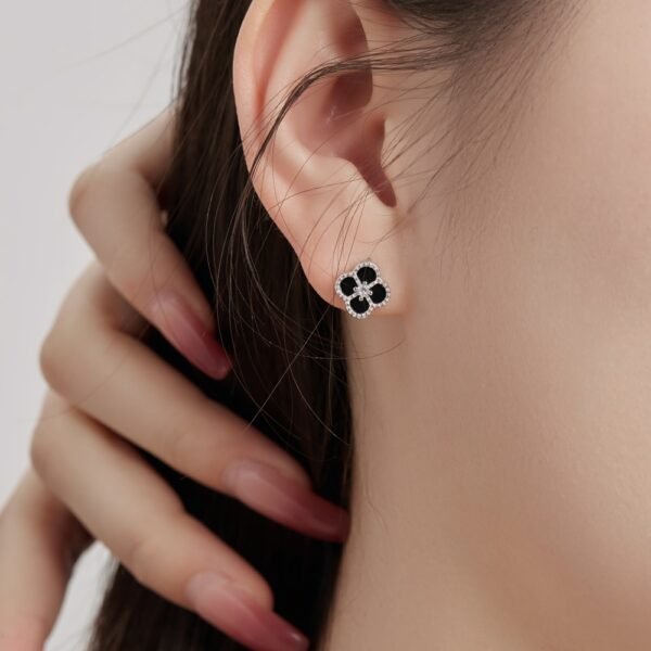 925 sterling silver four leaf clover earrings for Women's Silver Earrings