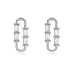 Cubic Zirconia Stone Paperclip Shaped Jewelry 18k Gold Plated Earrings S925 Women's Silver Earrings