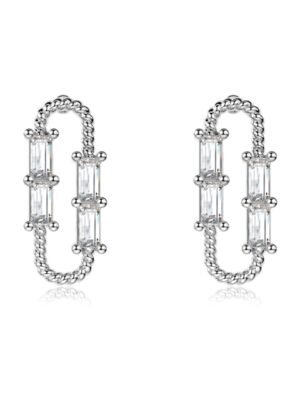 Cubic Zirconia Stone Paperclip Shaped Jewelry 18k Gold Plated Earrings S925 Women's Silver Earrings