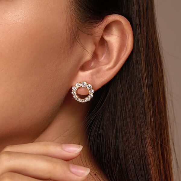 Cubic Zirconia Stone Paperclip Shaped Jewelry 18k Gold Plated Earrings S925 Women's Silver Earrings