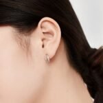 Cubic Zirconia Stone Paperclip Shaped Jewelry 18k Gold Plated Earrings S925 Women's Silver Earrings