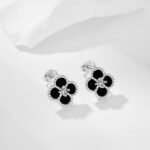 925 sterling silver four leaf clover earrings for Women's Silver Earrings