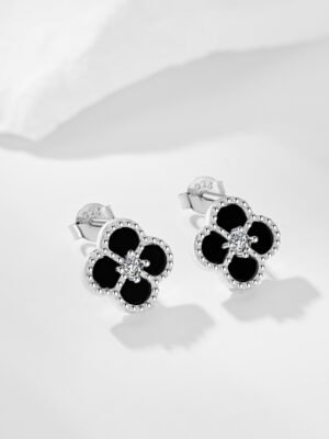 925 sterling silver four leaf clover earrings for Women's Silver Earrings