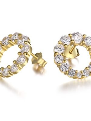 Cubic Zirconia Stone Paperclip Shaped Jewelry 18k Gold Plated Earrings S925 Women's Silver Earrings